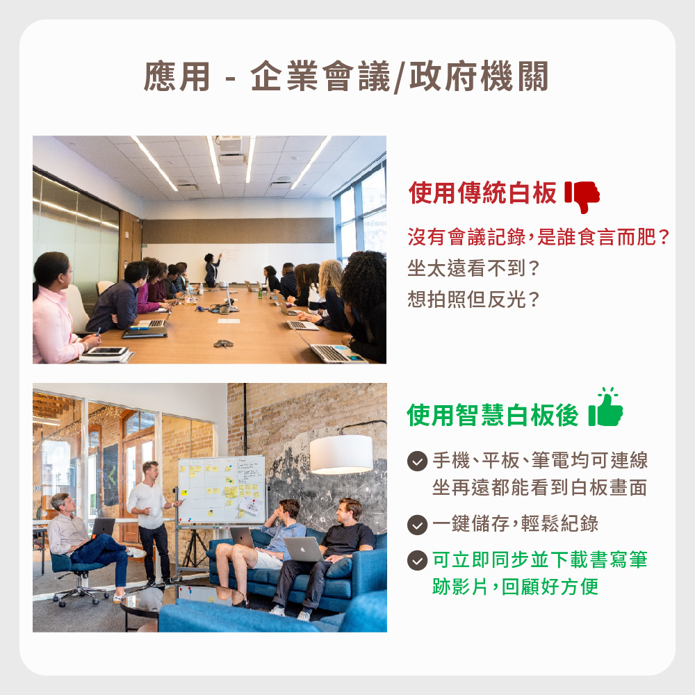 智慧白板可應用在企業會議/政府機關